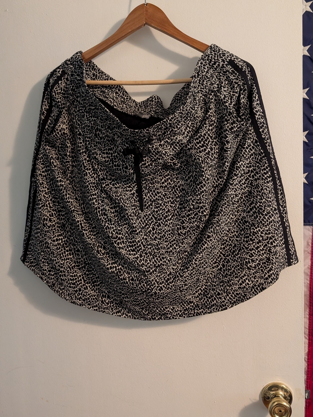 Talbots Black and White Printed Elastic-Waist Skirt